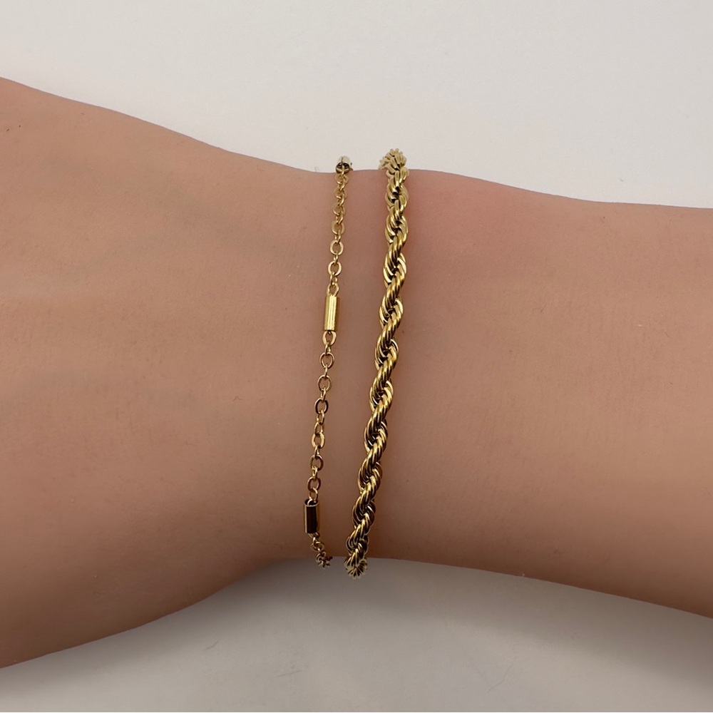 Stacking dainty bracelets stainless steel